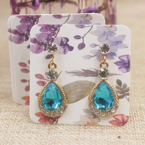 200pcs/lot flower pattern earring package card colorful print jewelry earring tag card paper marbel design earring dispaly tag