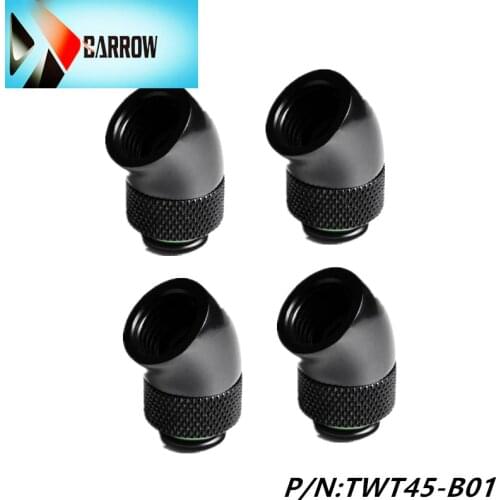 4PCS Barrow G1/4 "Black / Shiny Silver / Gold /White 45 Degree Rotation Elbow Swivel Adapter TWT45-B01 Water cooling accessories