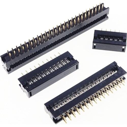 50 Pcs DIP Plug FD Connector 0.10" 2.54mm Pitch 6 8 10 12 14 16 18 20 24 26 30 34 40 50 60 64 Pin IDC Adapter Flat Cable 1.27mm