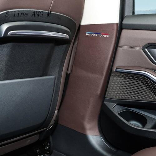 Car Styling Rear seat B pillar Anti Kick Pad Stickers for bmw 3 series G20 G28 Leather Anti Dirty Mat Interior Auto Accessories