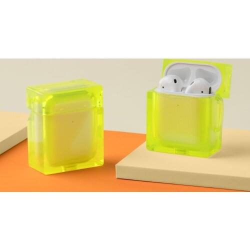 Square Neno Case for For Airpods Clear Silicone Shockproof Cases for Air pods Pro 1 2 Soft Fluor Jelly Transparent Cover Bags