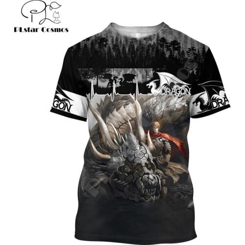 2021 Summer Hipster Men t-shirt Beautiful Dragon Knight Armor 3D Printed Harajuku Short sleeve T shirt Unisex Casual tops TX0161