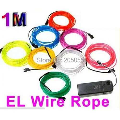 1M Flexible Neon Light DIY EL Wire Rope Tube Cable rope Car Boat Dance wedding bar Eyecatchy Dress Party+Battery pack Controller