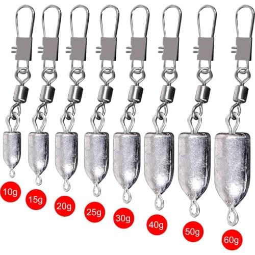 Water Fishing Sinker Bullet Weights Fishing Tackle Pesca Bullet Connector Weights Sinker Lures Accessories for 10g/15g/20g/25g