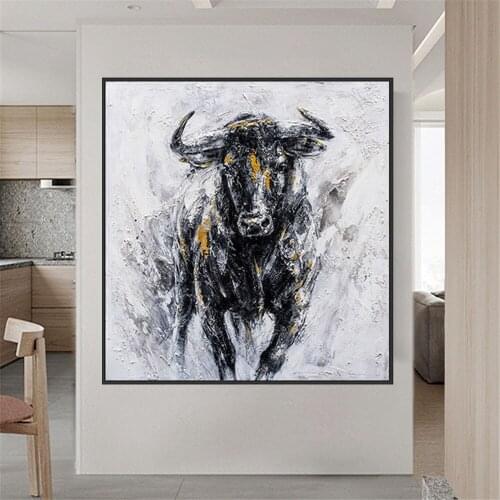 Interior decoration paintings hand-painted animals Spanish bull bullfighting canvas painting living room wall art entrance mural