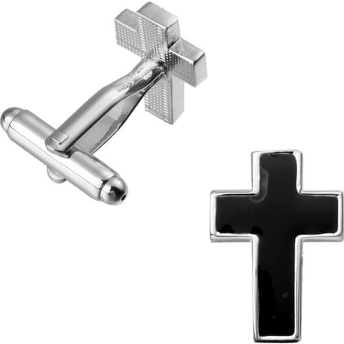 KC 2017 Mens shirts Cufflinks high-quality copper material The black cross Cufflinks 1 pairs of packaging for sale