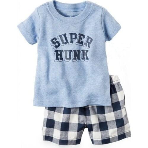 Hooyi Baby Clothes Set Casual Boys Summer Outfits Fashion Tee Shirts Shorts Pant 2-Pieces Suit Infant Tracksuits Tops Super Hunk