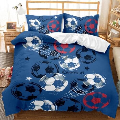Soccer Club Bedding Set King Size Sports Series American Football Duvet Cover Luxury for Kids Teen 150 Bed Set Blue Quilt Cover