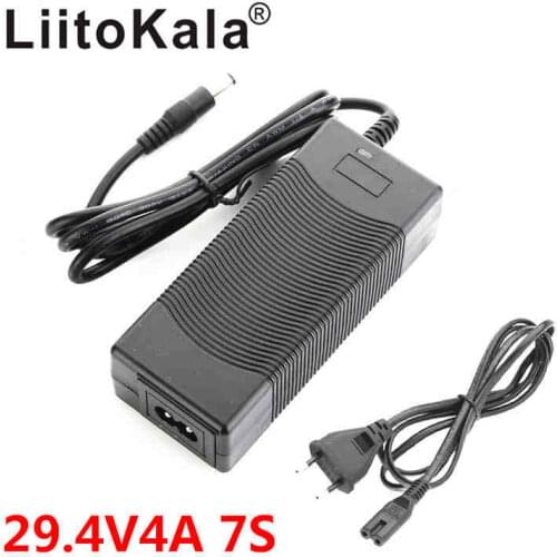 LiitoKala 7S 29.4V 4A 24v li-ion battery pack charger Desktop type fast Power Supply Adapter EU/US/AU/UK AC DC 5521 Converter qu