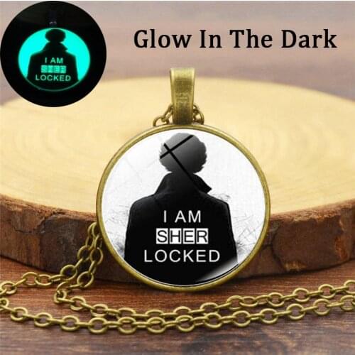Fashion 3 Colors Chain Alloy Luminous Necklace Glowing Sherlock Glass Round Pendant Necklace Women Men Punk Jewelry Gifts