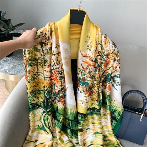 Soft Silk Neckerchief for Women Print Pashmina Scarf Hijab Muslim Headband Shawl Wrap Bandana Autumn Spring Travel Warm Foulard