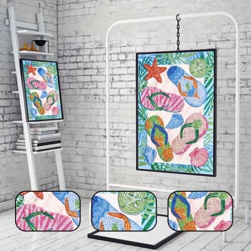 5D Diamond Painting Beach Sandals Kit Special-shaped Diamond Painting DIY Home Decoration Gift Hanging Picture for Home Room