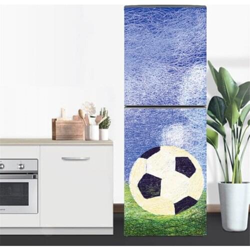 Nordic Style Football Fridge Sticker PVC Self Adhesive Wallpaper Home Design Kitchen Refrigerator Mural Decals adesivo geladeira