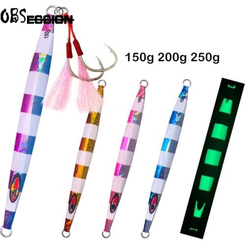 OBSESSION Metal Jigging Lure 150g 200g 250g Luminous zebra Deep Sea Fishing Bait Glow Salt water fresh water Fishing Tckle