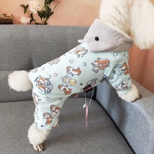 Dog Clothes Autumn and Winter New Cartoon Padded Coat Dog Pajamas Thick Four-legged One-piece Padded Coat Pet Clothes