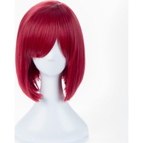 Yumeno Himiko Dark Red Color Wig Danganronpa: Trigger Happy Havoc Cosplay Short Wig Hair Synthetic Cosplay Wig 35cm