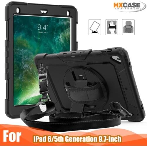 Tablet Case for Ipad Air 2 2019 Case 360 Rotating Kickstand&Hand Strap Silicone Shockproof Funda for New Ipad Pro 9.7 inch Cover