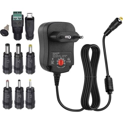 Portable Power Supply, 12W Universal AC/DC Adapter Switching Power Supply With 8 Different Adapter Heads 3V-12V EU Plug