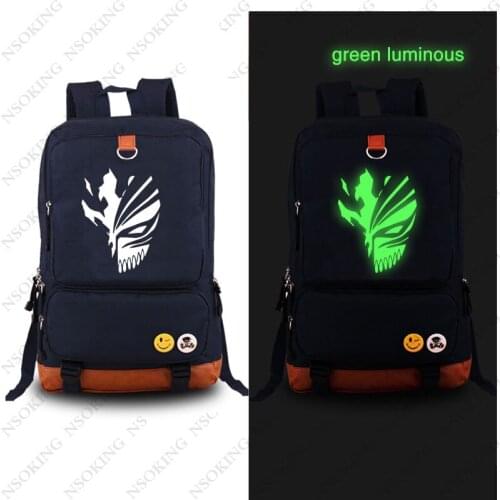 New bleach Backpack Fashion anime Canvas bag womens Student Luminous Schoolbag men Unisex Travel Bags