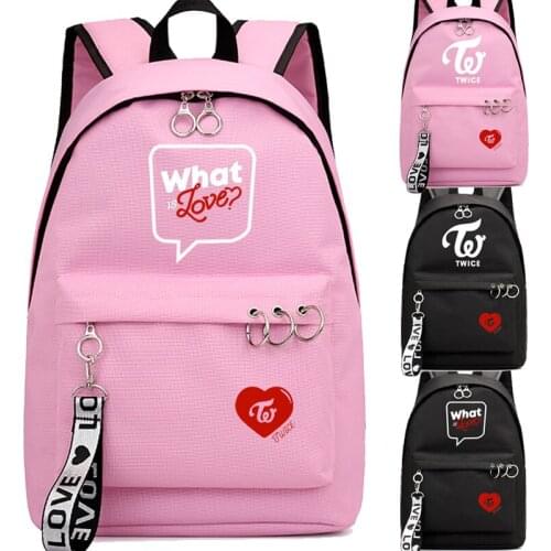 TWICE New Casual Style Backpack Teens Boys Girls Back to School Gift Rucksack What Is Love Cute Fashion Mochila