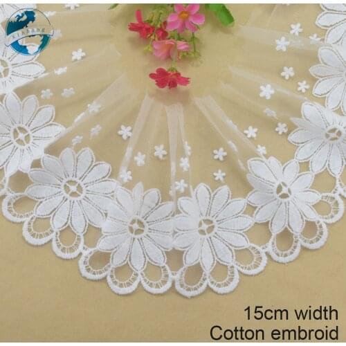 15cm width Cotton embroid lace sewing ribbon guipure lace african lace fabric trim warp knitting DIY Garment Accessories#3129