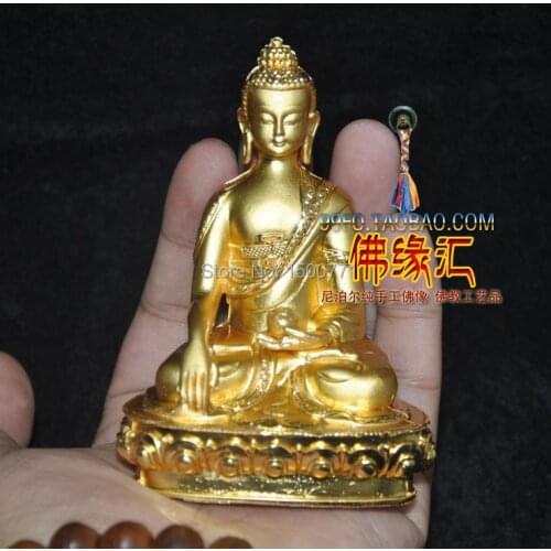 Buddha statue/ Tibetan Tantric small gilded statues of Buddha Buddha Sakyamuni Buddha Sambo 9.5cm high