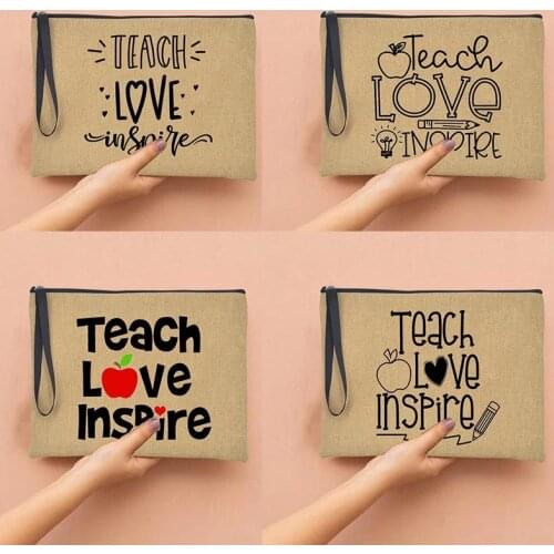Teacher Love Inspire print Women Clutch Purse Fashion Envelope Bags Female Handbag Summer Beach Tote Travel Makeup Bag Best Gift