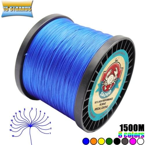 DAOUD 16 Strands 1500M Super Strong Braided Fishing Wire 60LB-310LB Multifilament PE Fishing Line for Ocean Rock Fshing