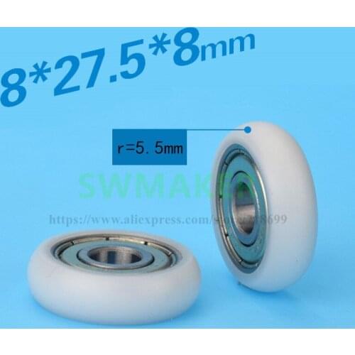 SWMAKER 8*27.5*8mm Plastic bearings 608zz Pulley plastic bag Sliding door pulley Cabinet Window Pulley / R type Nylon Wheel