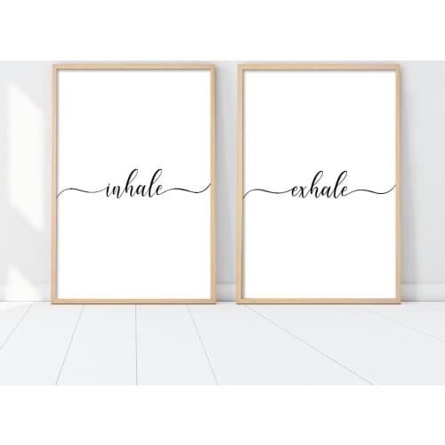 Inhale Exhale Quotes Wall Art Prints Gifts Posters Black White Minimalist Canvas Painting Prints for Living Room Home Decor