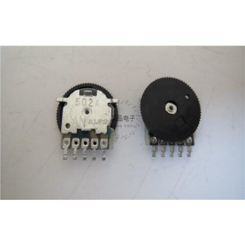 [VK]Japan ALPS A5K*2 A5K double 5 foot 5 pin radio MP3/4 wheel Dial gear patch potentiometer 14*1MM switch