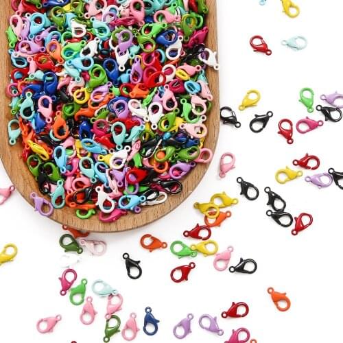 10pcs Color Spray Paint Metal Cute Lobster Lock Buckle Key Ring Chain Charms Connector Handmade DIY Jewelry Making Accessories