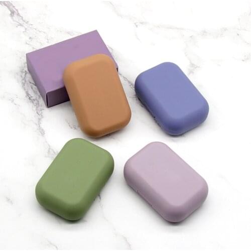 Women Colored Contact Lenses Case Mini Contact Lens Container Square Travel Contact Lens Cases with Lens Tweezers Solution Kit