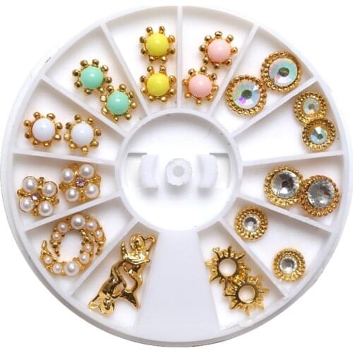 1Box(24Pcs) Mixed Alloy Rhinestone For Needlework FlatBack Cabochon Scrapbook Decoration Craft DIY Embellishments Accessories