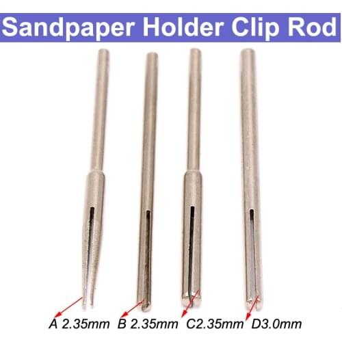 10pcs 2.35/3mm Shank Steel Cylinder Conical Sandpaper Holder Clip Rod Carved Jade Sandpaper Root Folder Polish Clamp