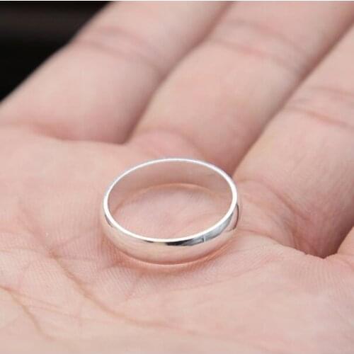 100% 990 Silver Ring Real Pure Silver Ring Simple Style Ring Unisex Lovers