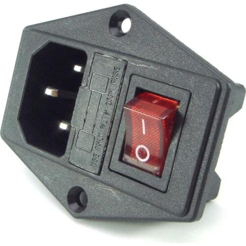 1pcs/lot 3 in1 Power Rocker Switch IEC320 C14 3 Pin Inlet Power Sockets Switch Connector Plug 10A 250V