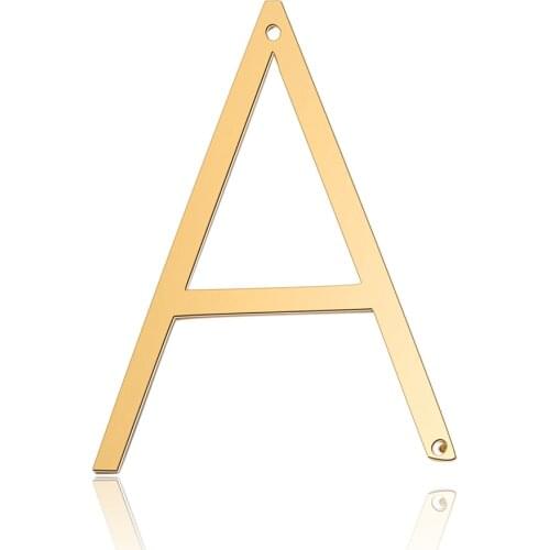 5pcs/lot Stainless Steel High Polish Gold Color Alphabet Charms DIY Initials From A-Z Necklace Pendants Two Holes DIY Accessory