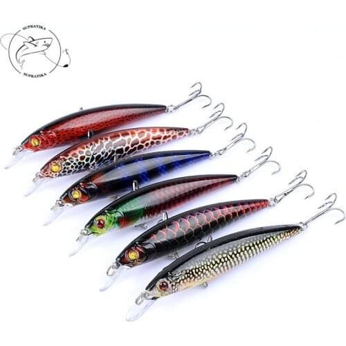 6Pcs/lot 110mm 13.4g Floating Minnow Wobblers Fishing Baits Lure 3D Painting Isca Artificial Hard Baits For Sea Fishing Tackle