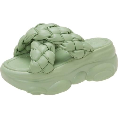 8cm platform women Super High Heels Flip Flops Women Fashion Checkerboard Wedge Heels Sandals Summer Slippers 2021