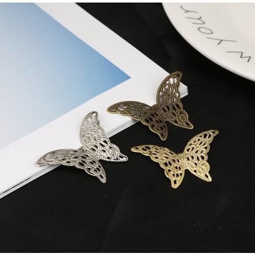 10pcs Gold/Bronze/Rhodium Plated Butterfly Filigree Wraps Connectors For Jewelry Making DIY Charm Pendant