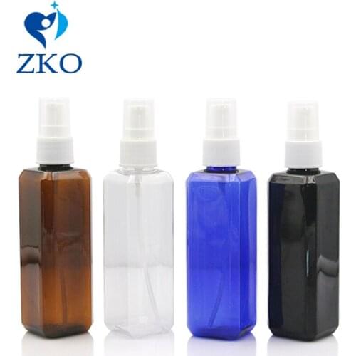 1 pcs Free Shipping 100ml square shape bottle round plastic bottle with lotion pump manufacture empty bottle refillable bottle