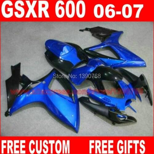 Free customize fairing kit for 06 07 SUZUKI K6 GSXR 600 750 blue black fairings set gsx-r600 2006 GSX-R750 2007 HV71