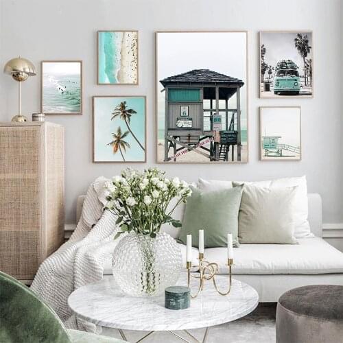 Boho Scandinavian Coconut TreeTravel Fashion Canvas Painting Seascape Art Print Modern Wall Picture For Living Home Room Decor