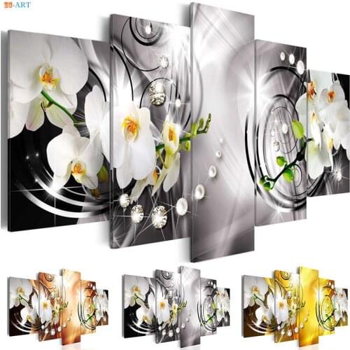 Orchids Flowers Canvas Painting Canvas Art 5 Panel Posters and Prints Wall Art Wall Pictures for Living Room Home Decoration