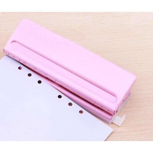 Holes Puncher Anti-slip 6 Holes Durable Paper Punch Tool with Positioning Ruler Book Hole Punchers Student Stationery Tool