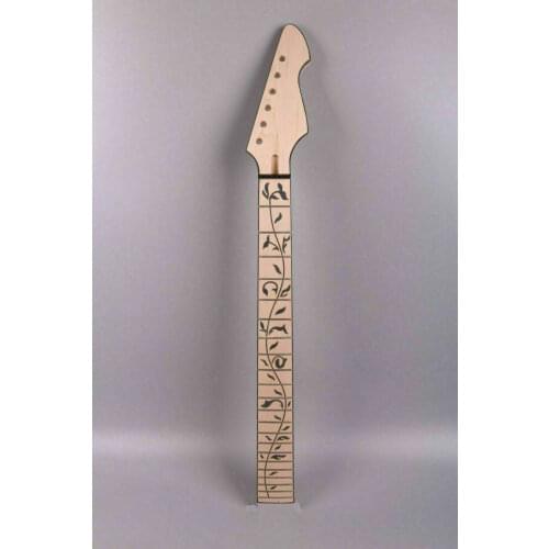 Maple guitar neck 22fret 25.5inch Vine Inlay Unfinished Black Binding DIY Guitar parts