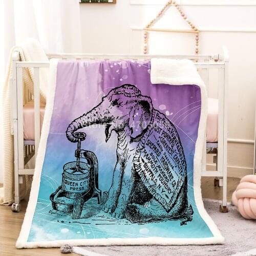 India Patterned Elephant Family Decoration Woolen Blanket Adult Children Bed Sofa Exquisite Soft Flannel Sherpa Travel Blanket