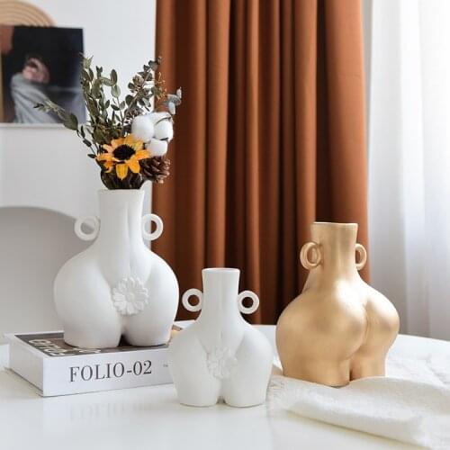Cross border Nordic ceramic crafts ornaments female body art vase home decoration living room flower flower pots decorative