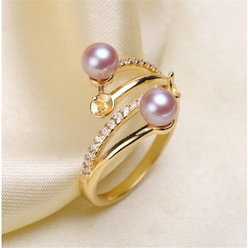 Pearl Ring Settings, Fashionable Ring Findings, Adjustable Size 925 Silver Ring Jewelry DIY making No Pearl